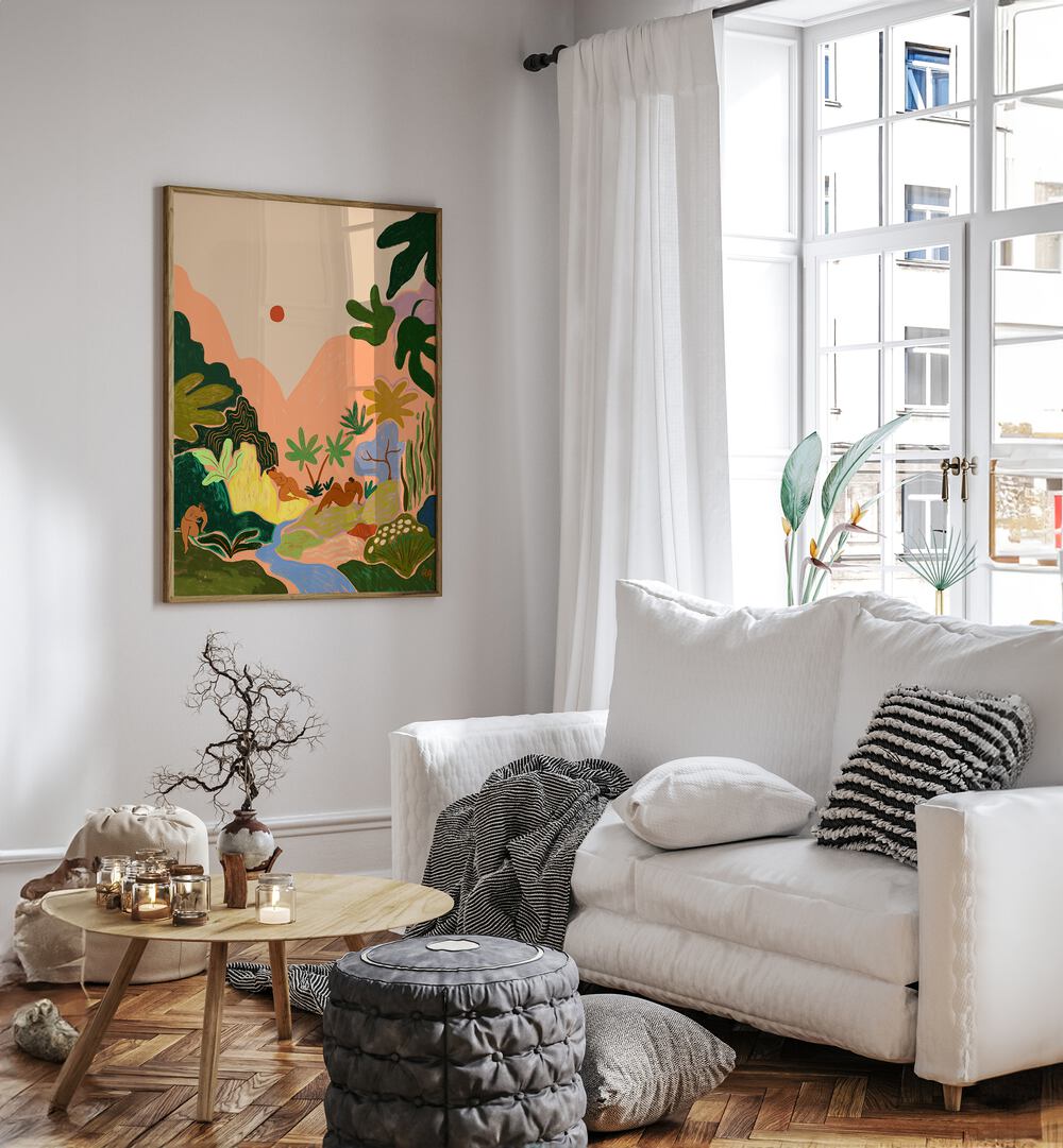 Vibrant wall art print "LOST IN PARADISE II, PORTRAITS" by Arty Guava enhances any serene living space.