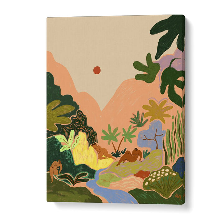 Colorful wall art featuring serene scenes in LOST IN PARADISE II, PORTRAITS by Arty Guava for tranquil interiors.