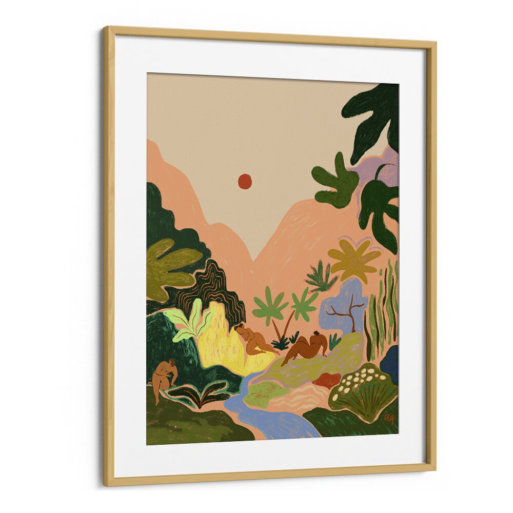 Serene landscape featuring “LOST IN PARADISE II , PORTRAITS” by Arty Guava, elegantly framed for any decor.