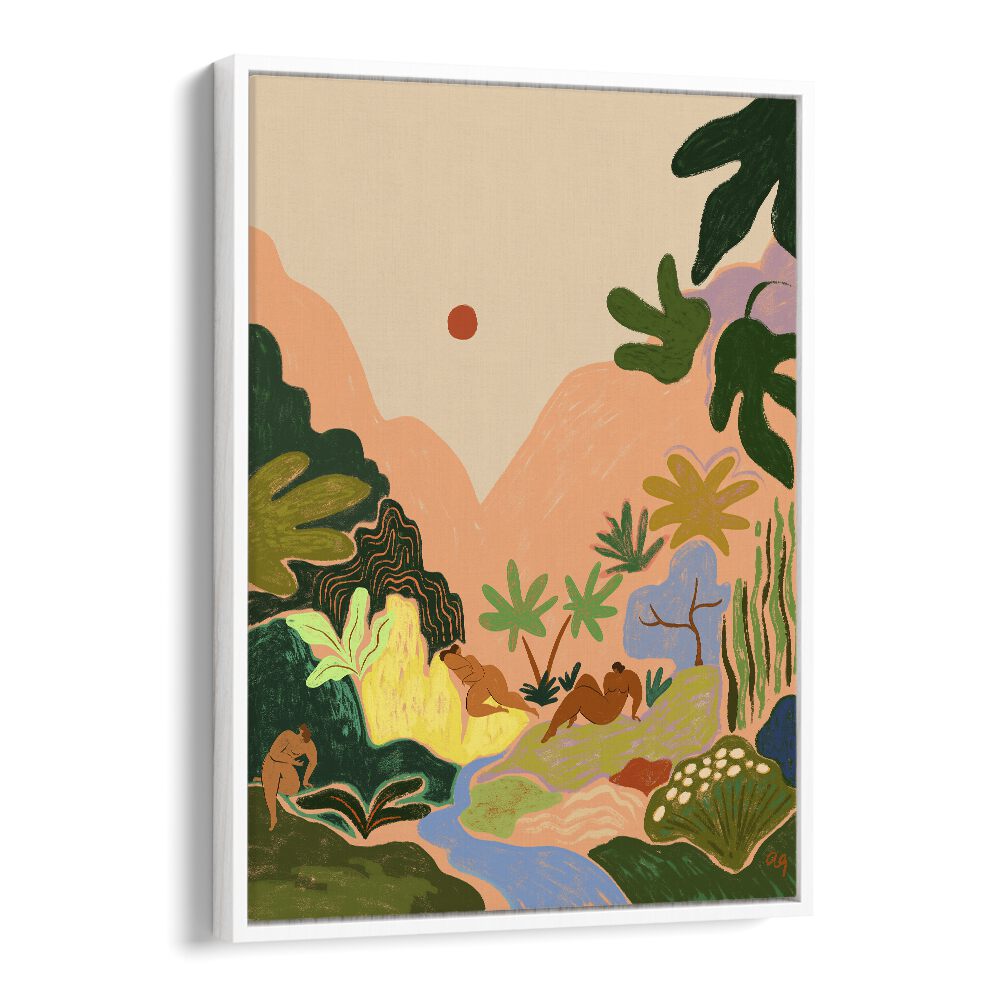 Serene wall art print, LOST IN PARADISE II, PORTRAITS by Arty Guava, features vibrant colors and soothing landscapes.