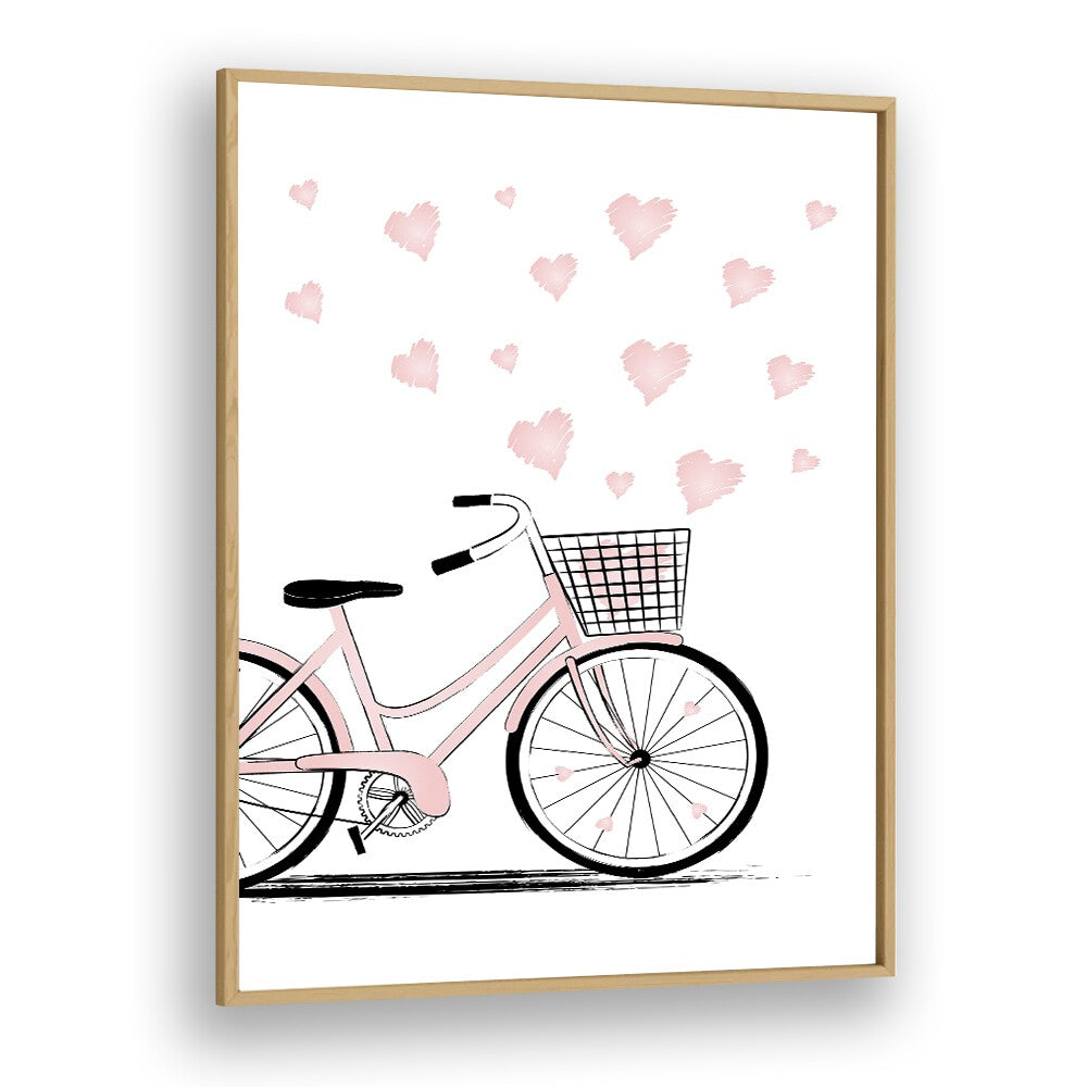Pink bicycle surrounded by hearts, perfect for your decor. Discover LOVE BIKE, FASHION POSTERS by Martina.