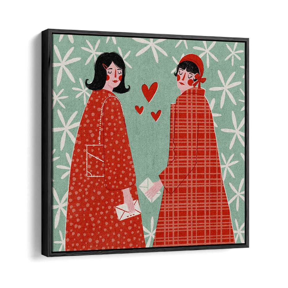 Charming LOVE LETTERS, FASHION POSTERS by Julia Leister showcase stylish women with letters and hearts in a playful design.