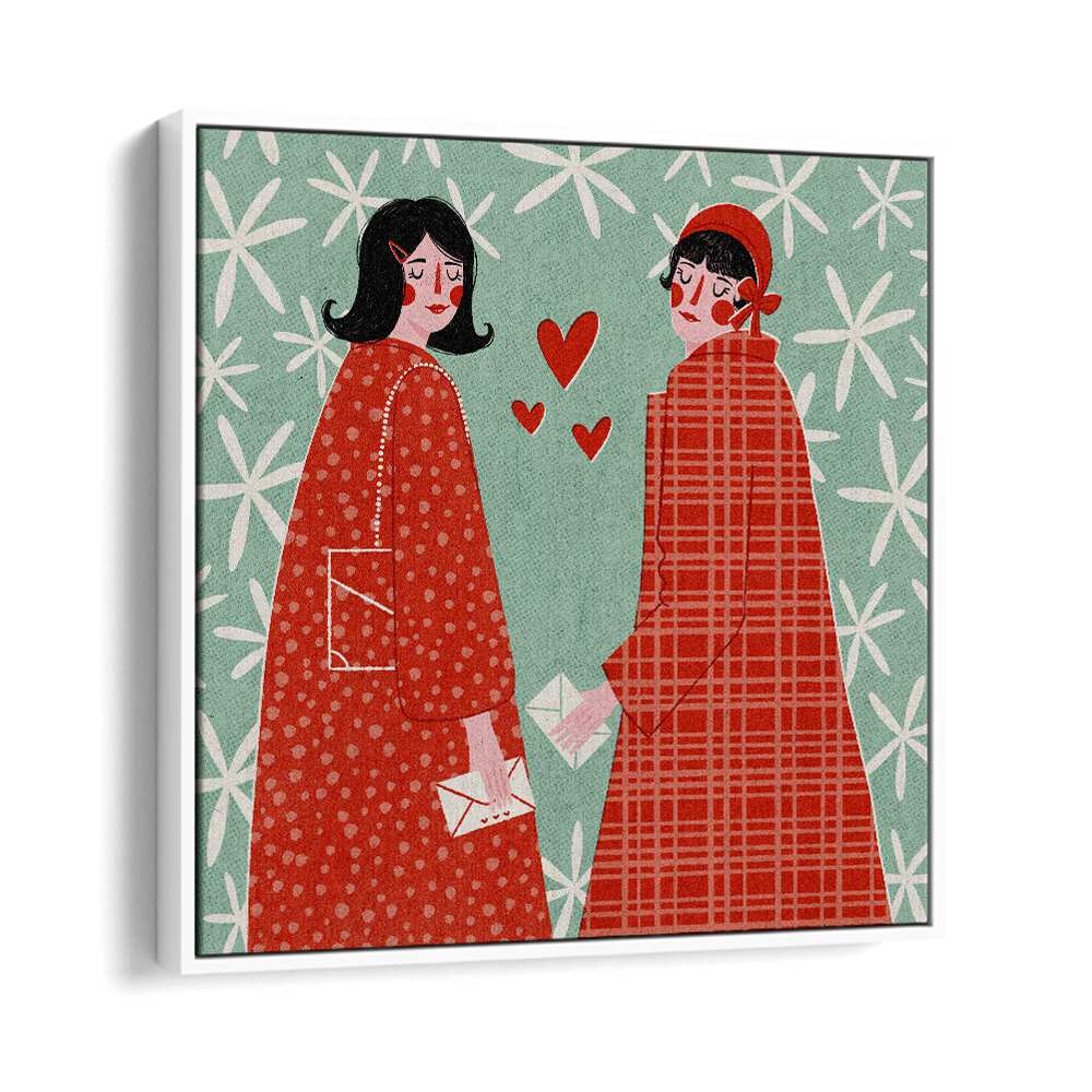 Celebrate love with the charming "LOVE LETTERS, FASHION POSTERS" by Julia Leister, featuring stylish women embracing connection.