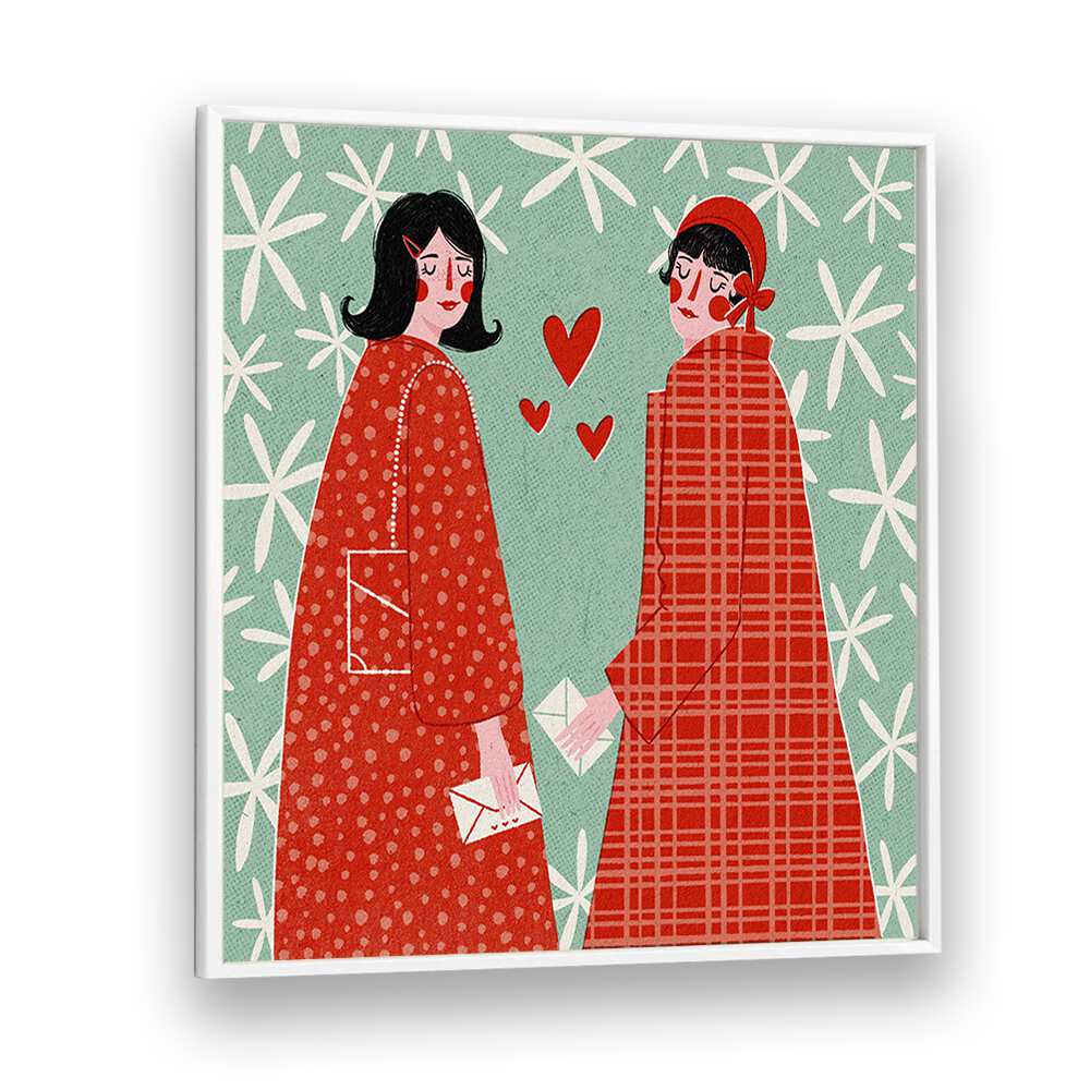 Colorful illustration of women with letters, perfect for your wall decor—LOVE LETTERS, FASHION POSTERS collection.