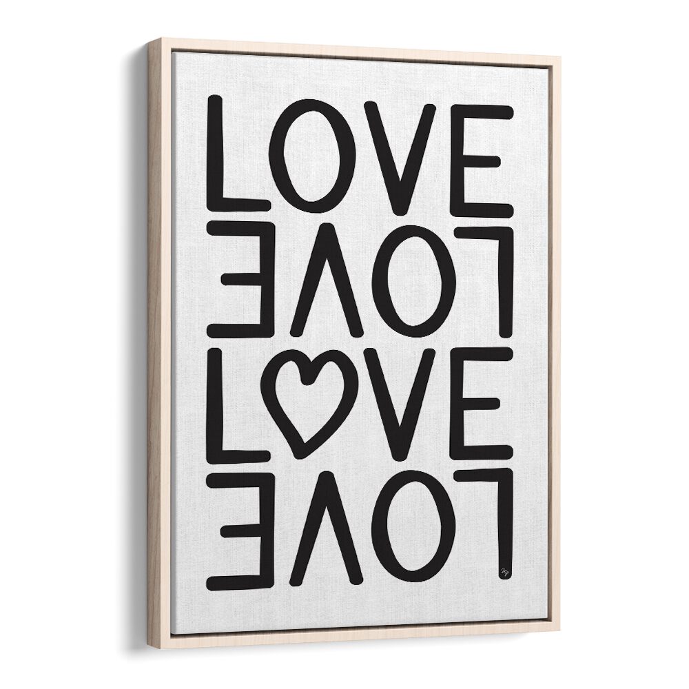 Stylish LOVE LOVE , FASHION POSTERS by Martina in a chic oak wood floater frame, perfect for elevating your space.