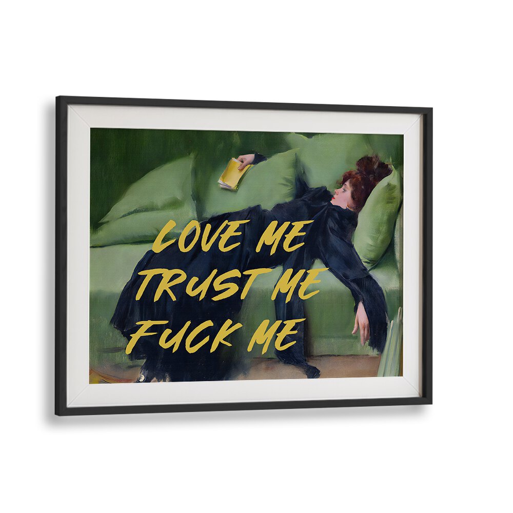 Transform your space with LOVE ME II, ALTERED ART PRINTS by The Art Concept, featuring bold, emotive artwork.