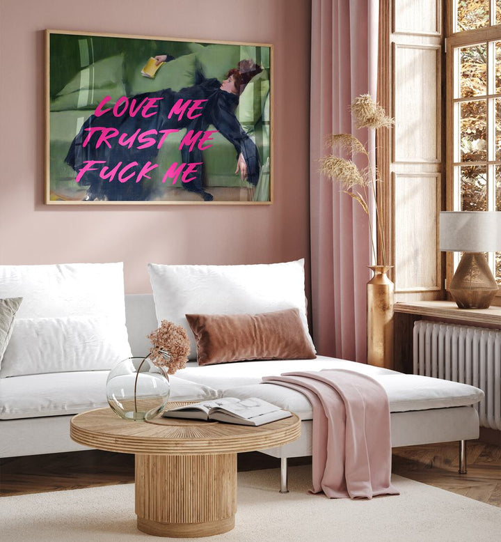 Elevate your decor with LOVE ME, ALTERED ART PRINTS featuring a striking design by The Art Concept.