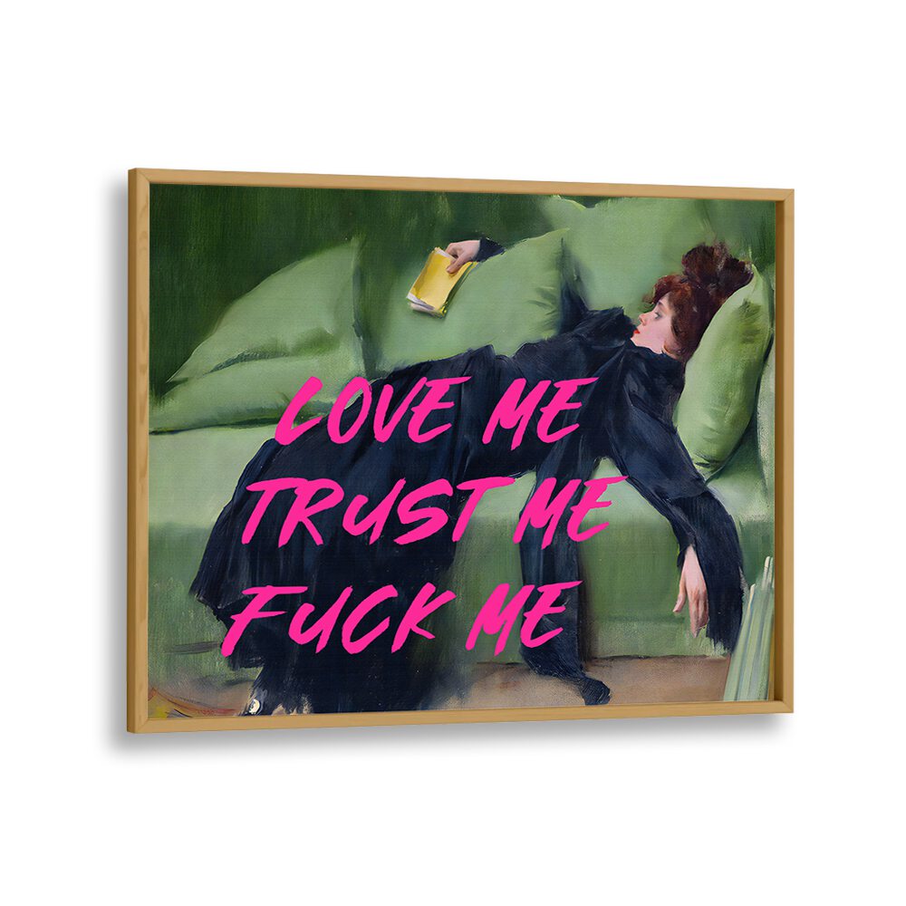 Elevate your decor with LOVE ME, ALTERED ART PRINTS by The Art Concept in a stylish oak frame, perfect for any space.