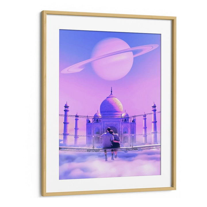 Beautifully framed LOVERS POINT, SURREAL ART PRINTS by Ritvik Takkar, enhancing any living space with dreamy aesthetics.