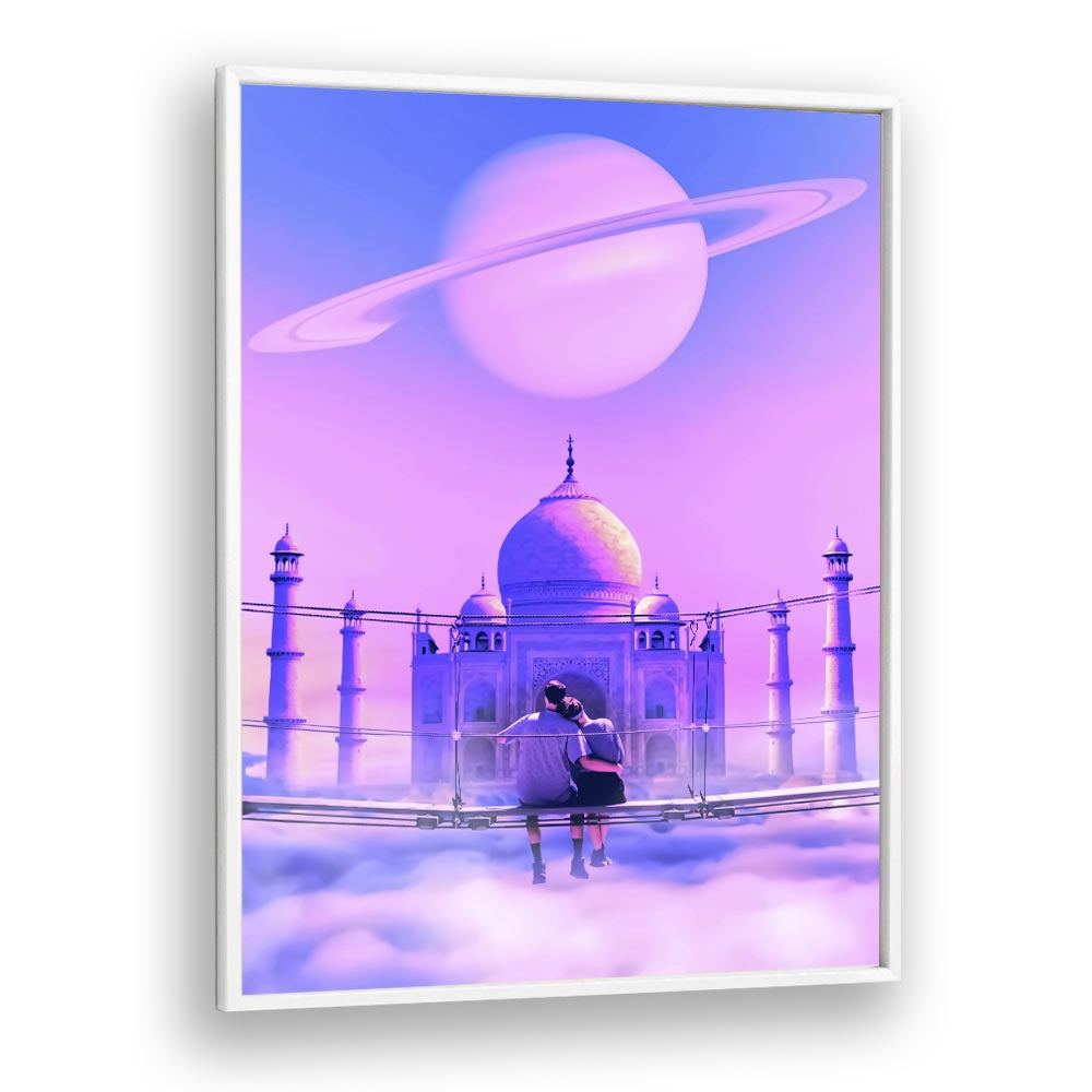 "LOVERS POINT, SURREAL ART PRINTS by Ritvik Takkar showcases a dreamlike scene of love and beauty."