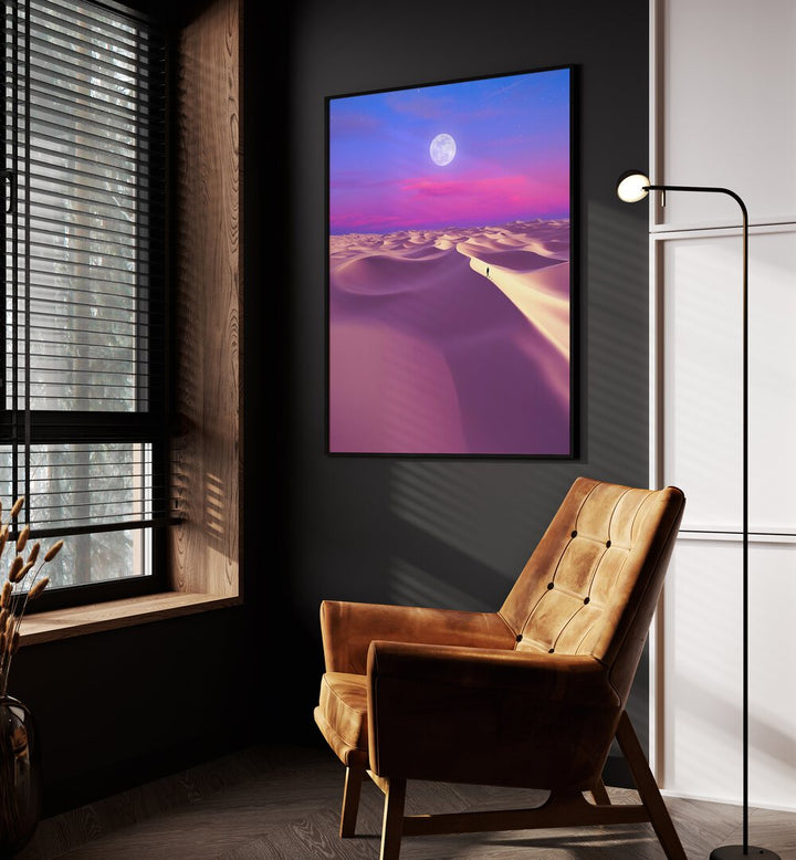 Elevate your space with LUNAR SOLITUDE, SURREAL ART PRINTS by Ritvik Takkar, featuring dreamy desert landscapes.
