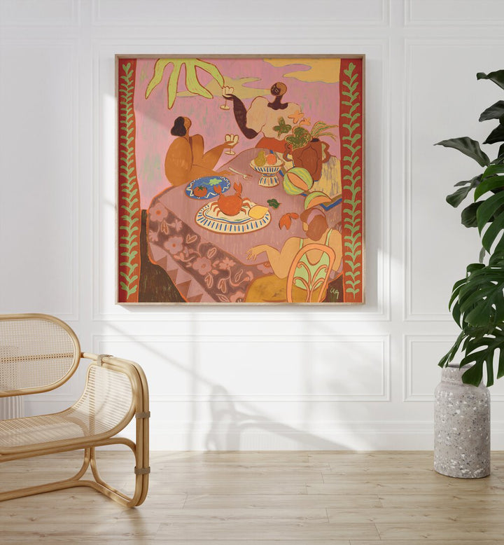 Vibrant LUNCH WITH LADIES, PORTRAITS artwork by Arty Guava, perfect for adding elegance to any space.