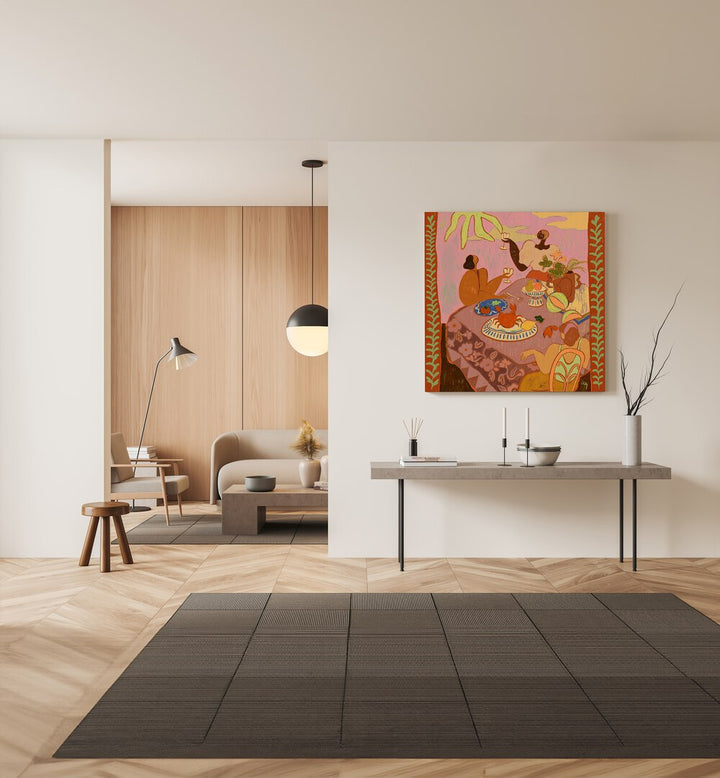 Vibrant wall art titled “LUNCH WITH LADIES, PORTRAITS” by Arty Guava enhances your modern living space.