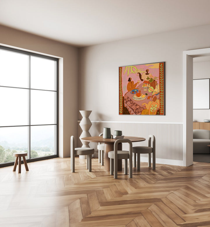 LUNCH WITH LADIES, PORTRAITS by Arty Guava showcases vibrant wall art, adding elegance to any space.