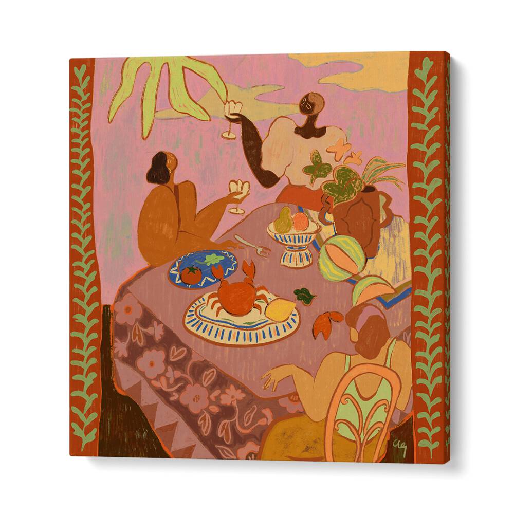 Vibrant wall art print "LUNCH WITH LADIES, PORTRAITS" by Arty Guava captures a lively gathering at a luncheon.