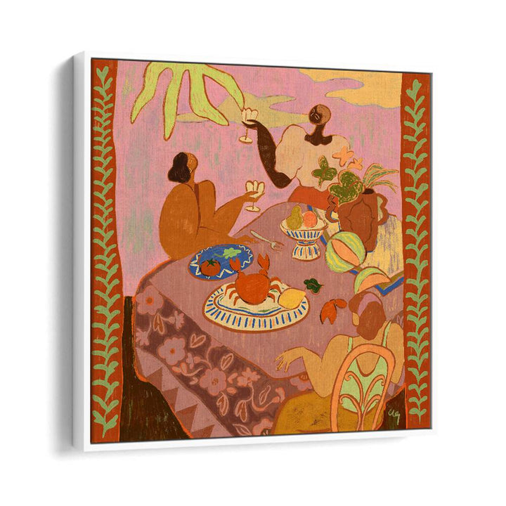 LUNCH WITH LADIES, PORTRAITS showcases vibrant figures enjoying a lively meal, perfect for modern art lovers.