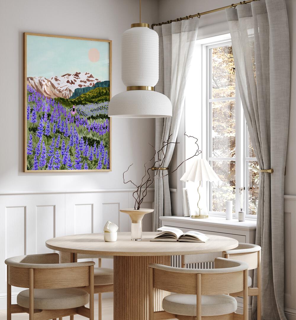 Stunning LUPINE, LANDSCAPE PAINTINGS by Sarah Gesek, brightening modern spaces with vibrant colors and natural beauty.