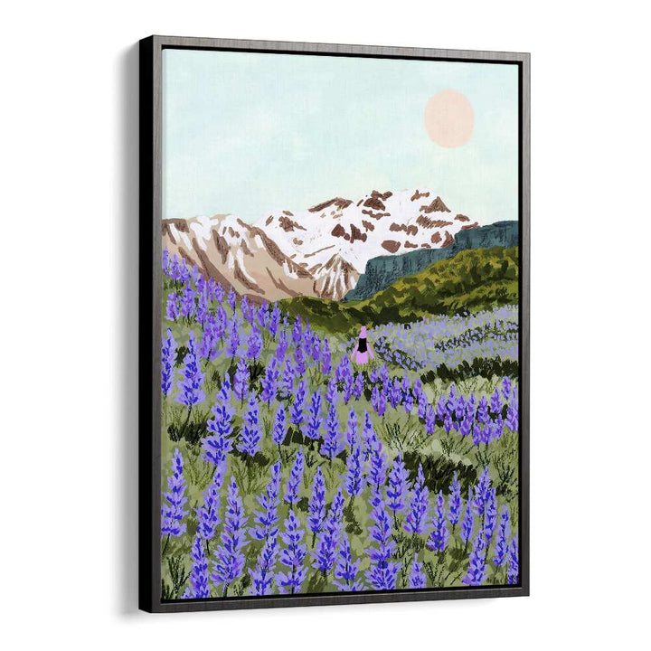 Vibrant LUPINE, LANDSCAPE PAINTINGS by Sarah Gesek showcase lush fields and majestic mountains, perfect for any space.