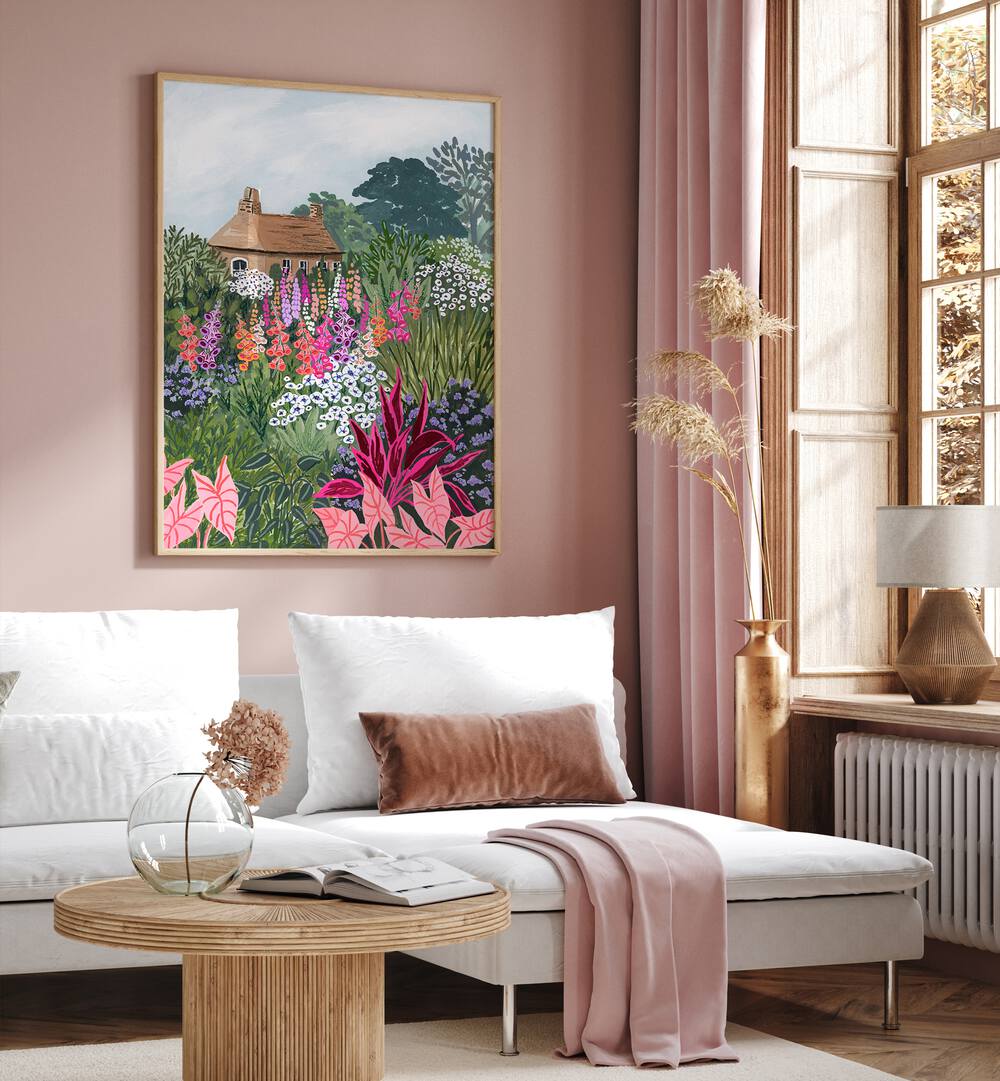 Captivating "LUSH GARDEN, LANDSCAPE PAINTINGS" by Sarah Gesek enhances any living space with vibrant colors.