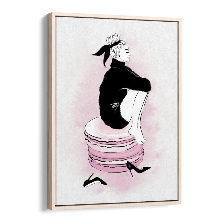 Elegant MACARON GIRL fashion poster featuring a chic woman, perfect for stylish home décor and art lovers.