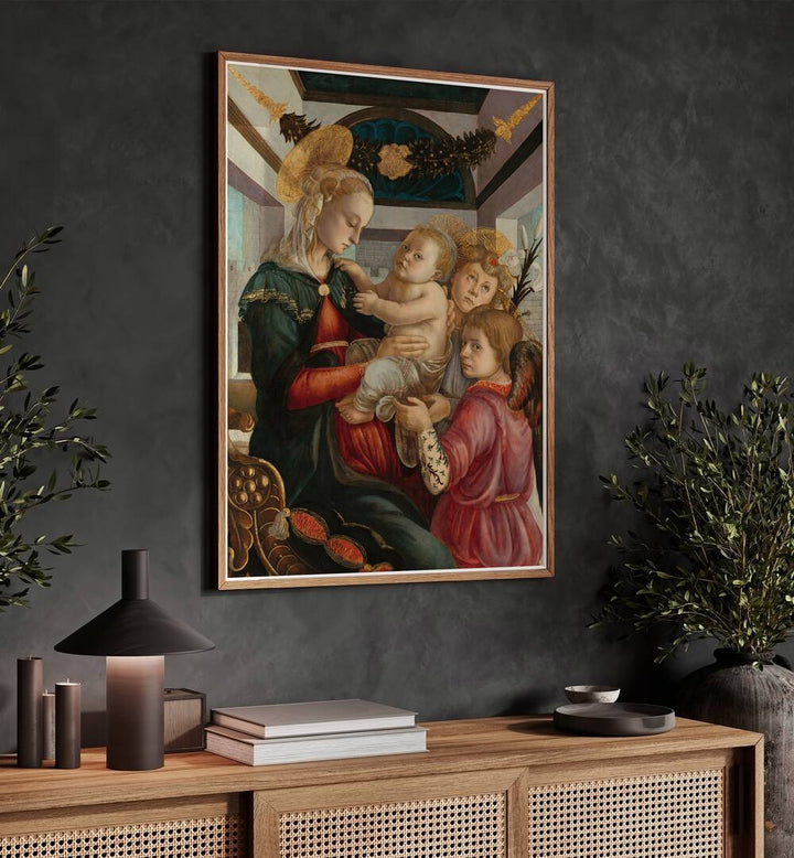 MADONNA AND CHILD WITH ANGELS , VINTAGE PAINTINGS