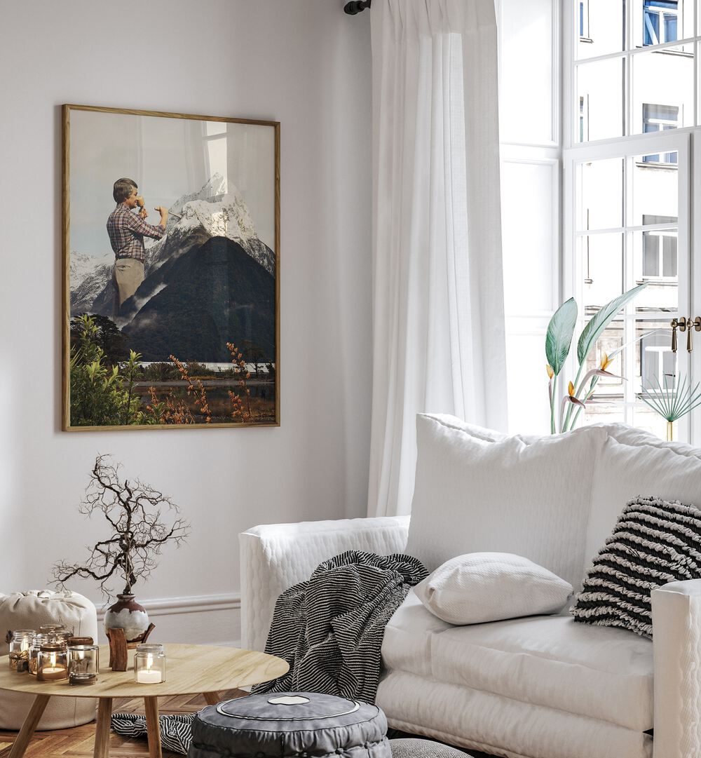 Transform your space with the MAJESTIC SCULPTURE, SURREAL ART PRINTS showcasing breathtaking snow mountain artistry.