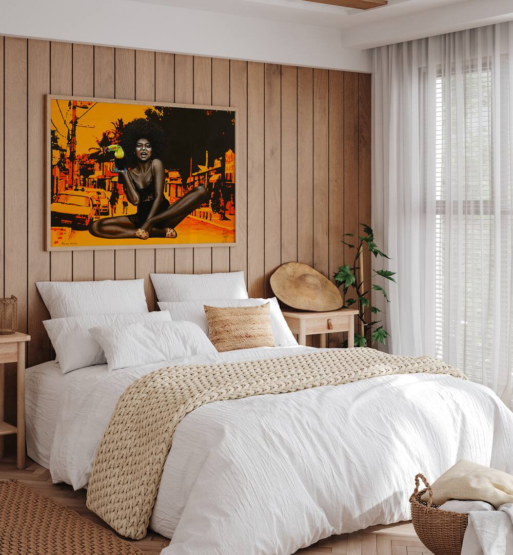 Vibrant MALUCO BELEZA, AFRICAN ART PAINTINGS brighten the decor, showcasing Christian Beijer's stunning artwork.