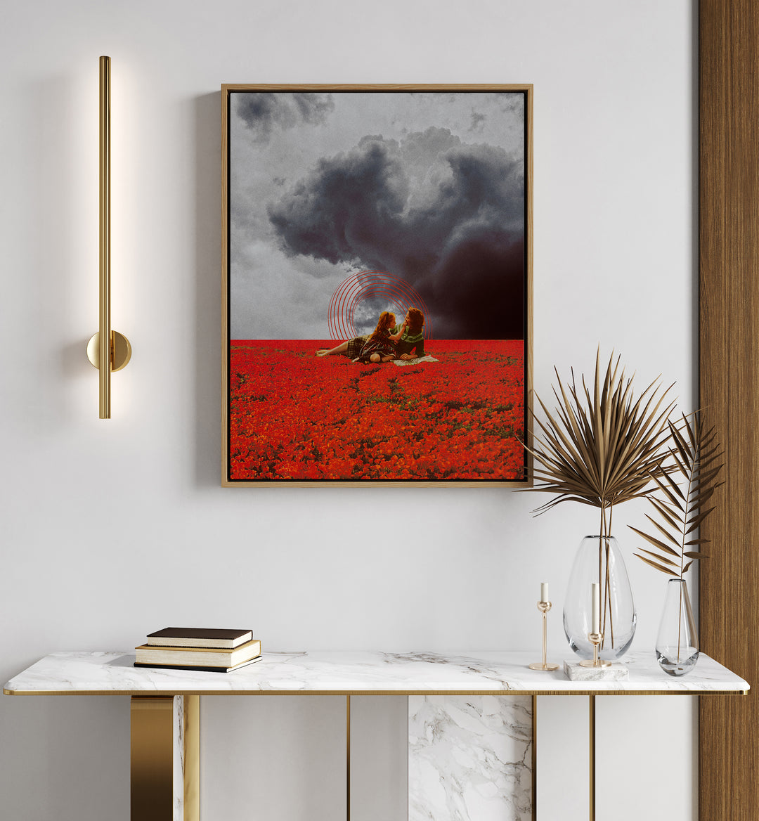 MAMA LOVE, SURREAL ART PRINTS by Space Rocket Art showcases vibrant colors and imaginative landscapes, perfect for any space.