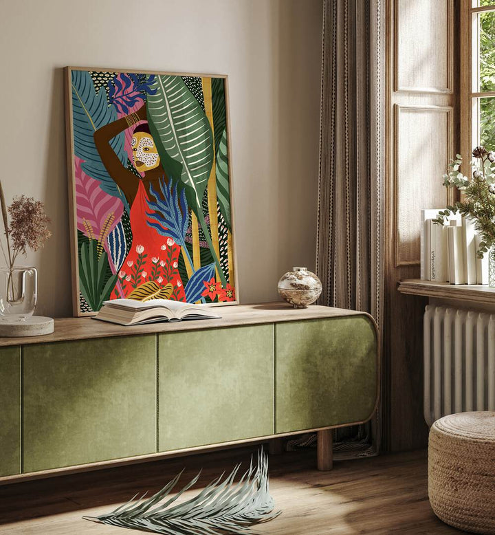 Vibrant MASK, PORTRAITS artwork by Maja Tomjanovic enhances modern living spaces with striking colors and patterns.