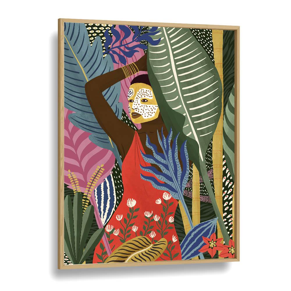 Vibrant MASK, PORTRAITS artwork by Maja Tomjanovic, featuring bold colors and lush foliage for captivating decor.