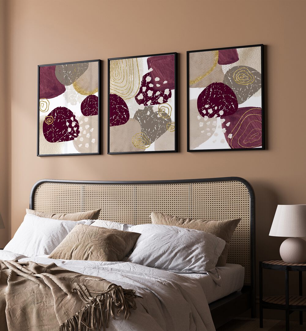 Elevate your decor with the MAUVE AND TAUPE SET, SET OF 3 PAINTINGS, perfect for any stylish living space.
