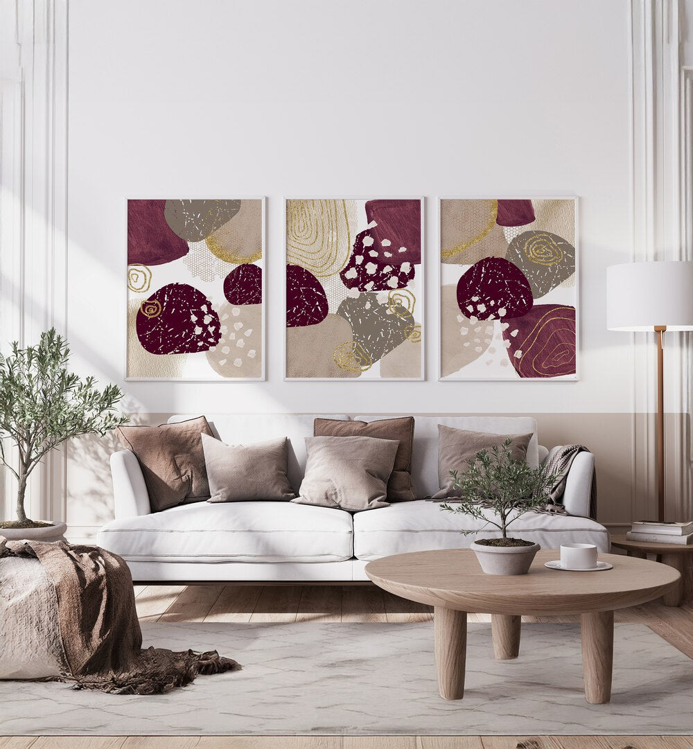 Elevate your decor with the MAUVE AND TAUPE SET, SET OF 3 PAINTINGS, perfect for any stylish living space.