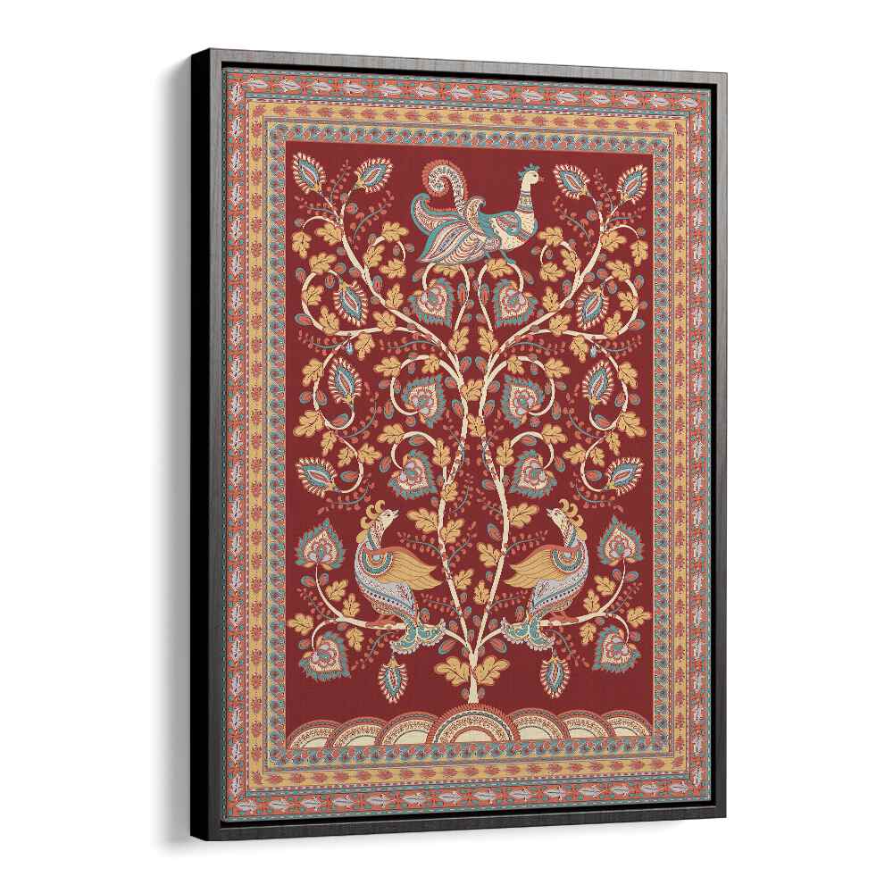 MAYUR MANTHAN, INDIAN ART PAINTINGS featuring vibrant Kalamkari design in a stylish black floater frame.