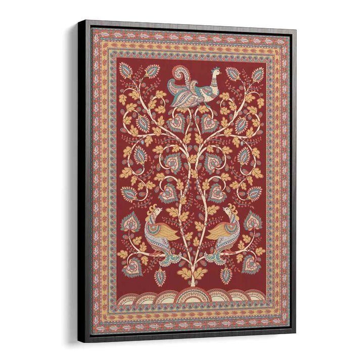 MAYUR MANTHAN, INDIAN ART PAINTINGS featuring vibrant Kalamkari design in a stylish black floater frame.
