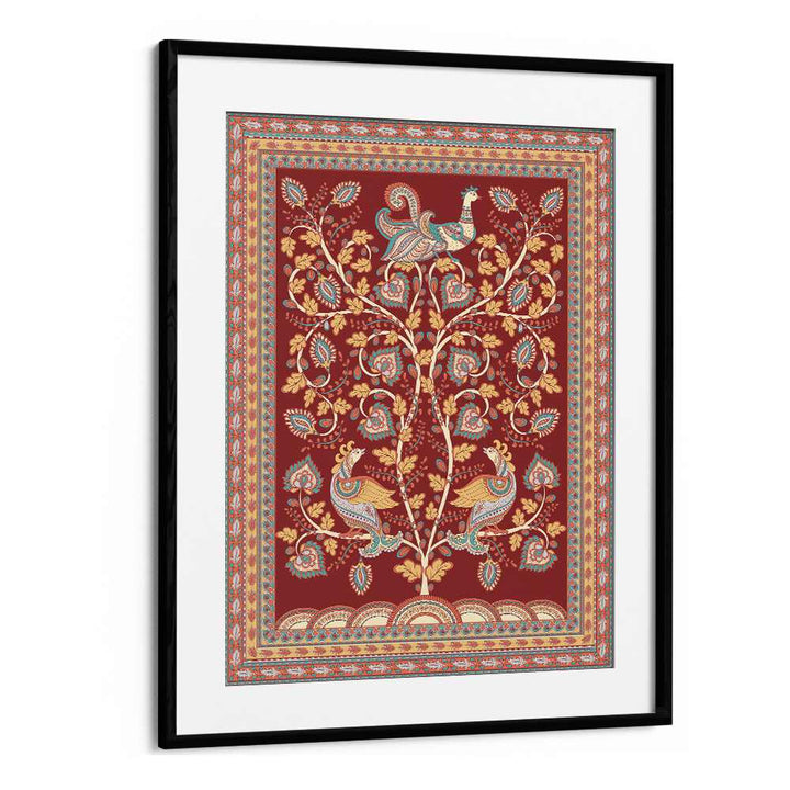 Mayur Manthan Indian Art Paintings featuring intricate Kalamkari design in a stylish black frame.