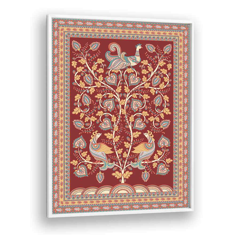Vibrant MAYUR MANTHAN, INDIAN ART PAINTINGS showcase exquisite Kalamkari craftsmanship with elegant peacock motifs.