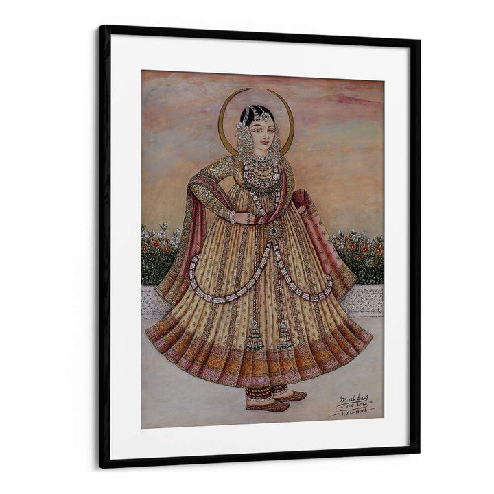Elegant MEHLAKHA BAI CHANDA, INDIAN ART PAINTINGS showcasing a traditional Indian woman in vibrant attire. Perfect decor!