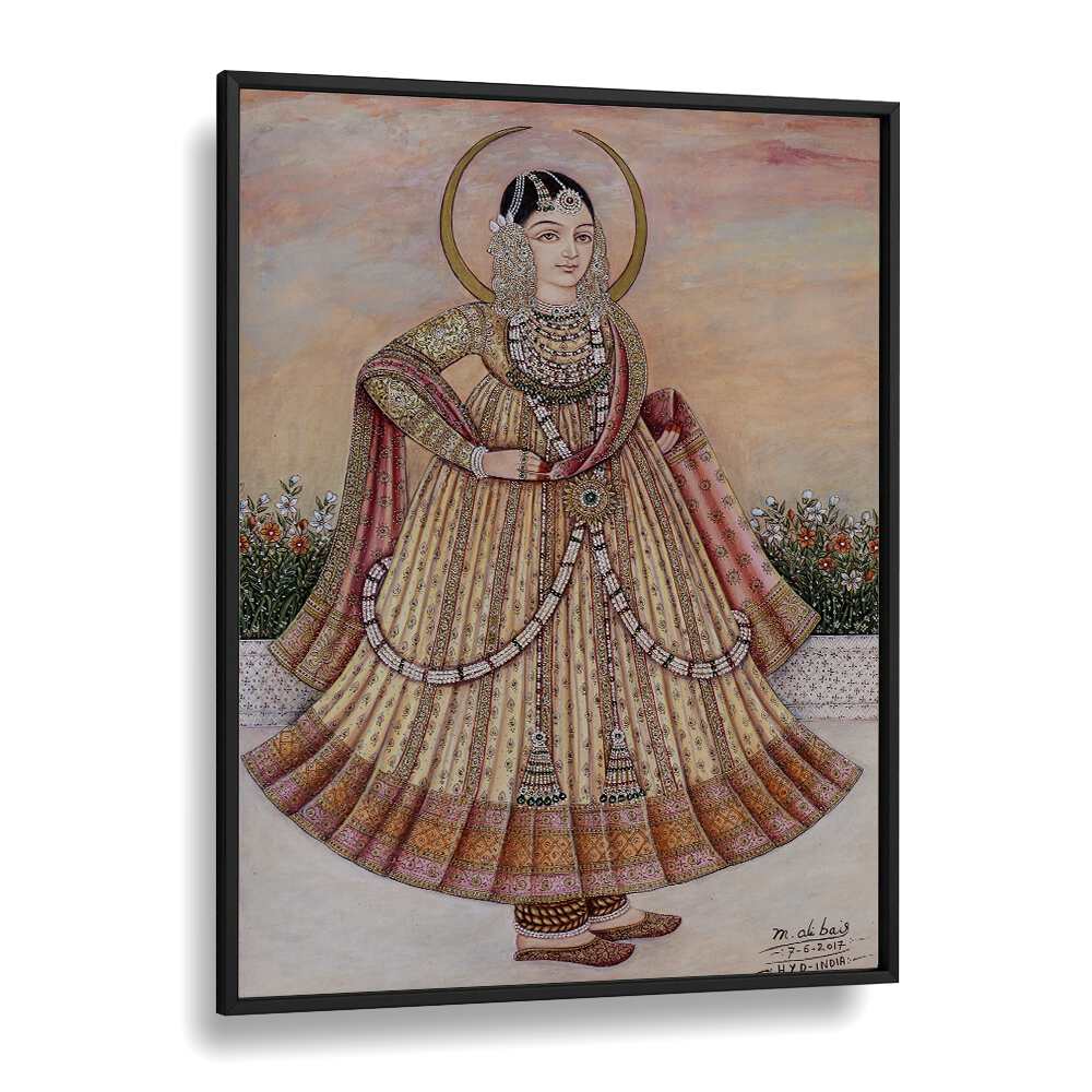Graceful Indian woman in traditional dress, featuring MEHLAKHA BAI CHANDA, INDIAN ART PAINTINGS for cultural elegance.