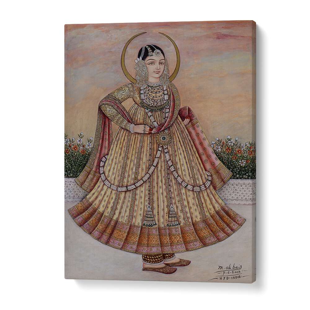 Graceful Indian woman in traditional attire representing MEHLAKHA BAI CHANDA, INDIAN ART PAINTINGS. Perfect wall art.