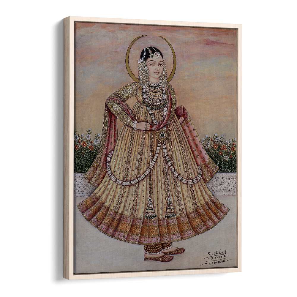 Elegant MEHLAKHA BAI CHANDA, INDIAN ART PAINTINGS showcasing a graceful woman in traditional attire, perfect for decor.