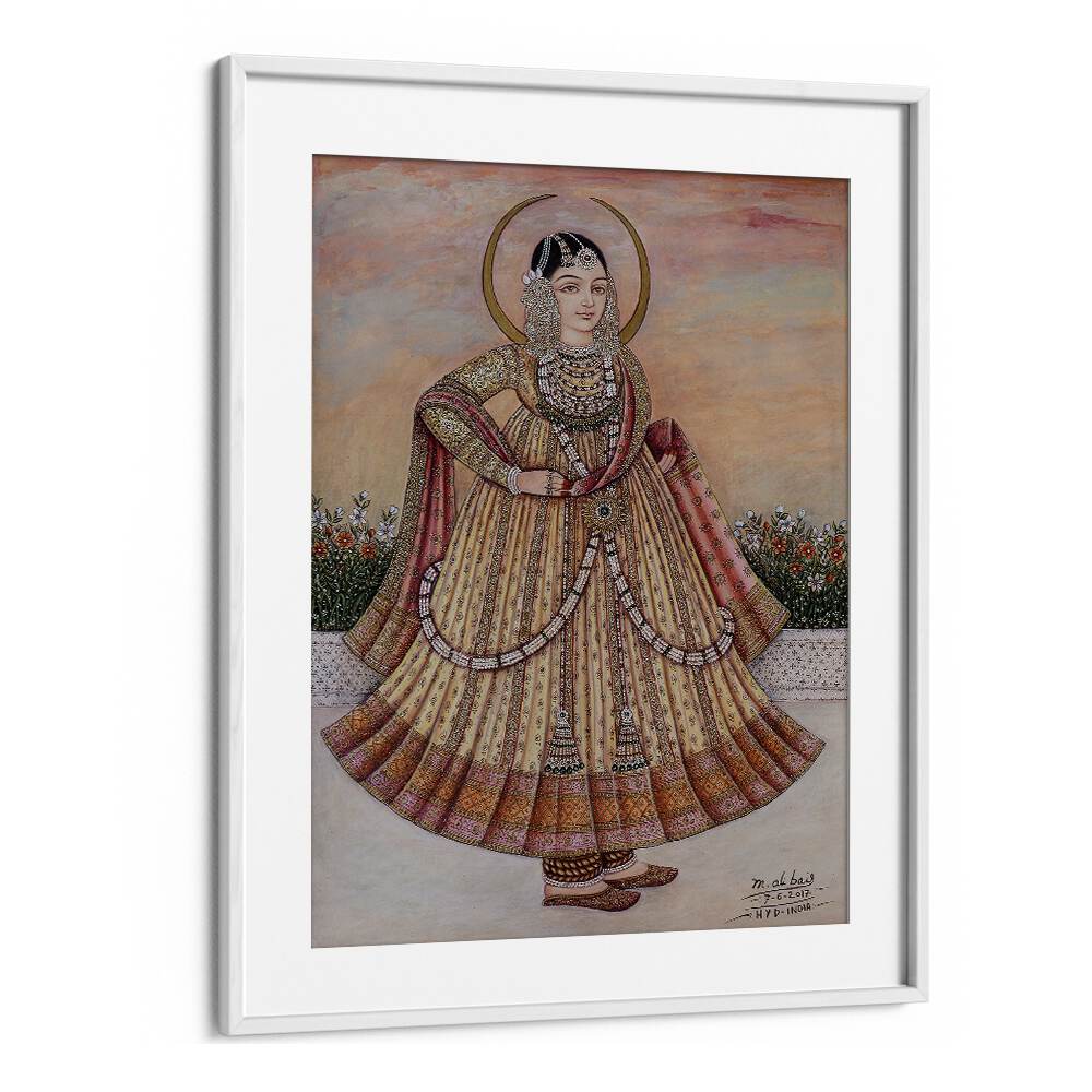Stunning MEHLAKHA BAI CHANDA, INDIAN ART PAINTINGS, showcasing a graceful woman in traditional attire, perfect for decor.