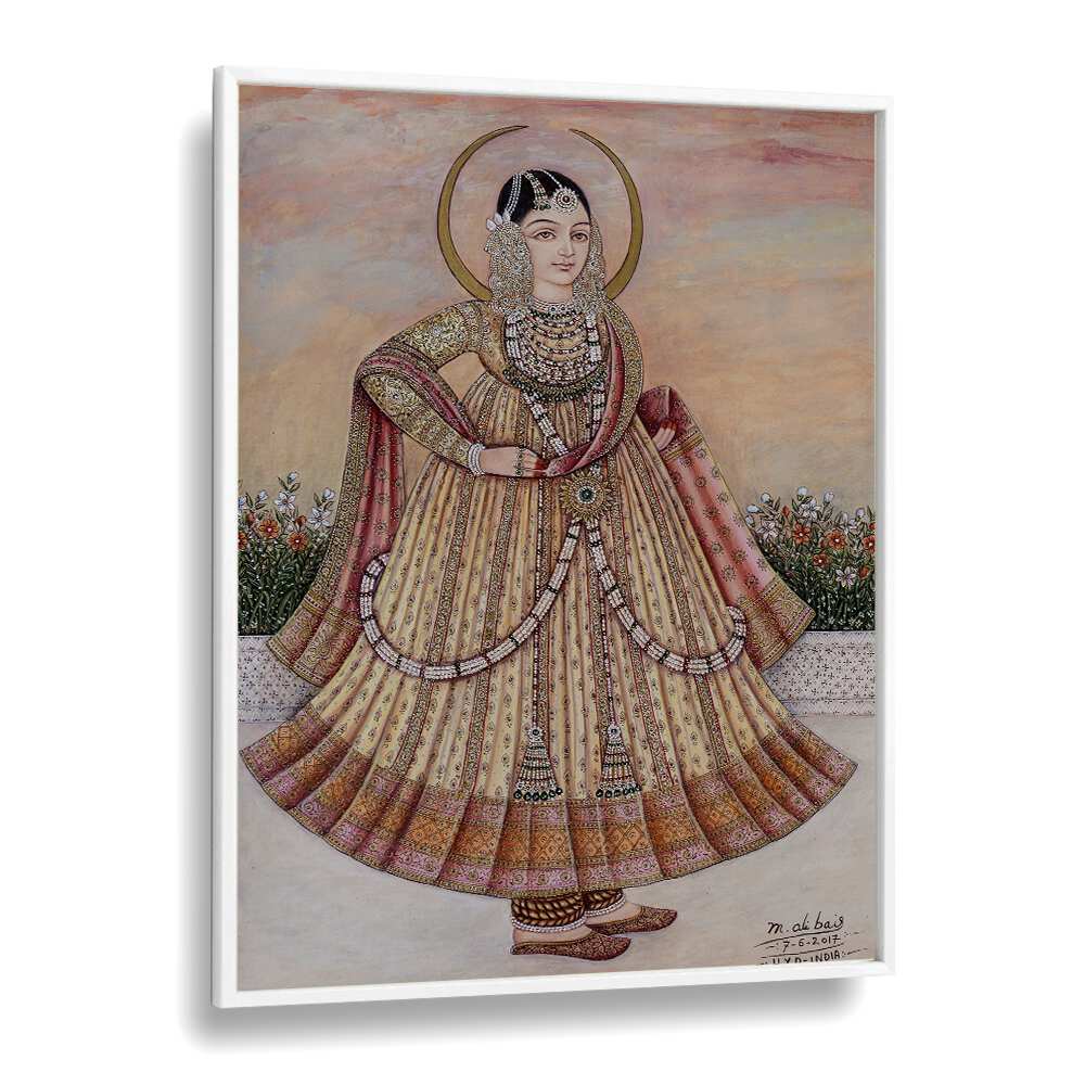 Stunning MEHLAKHA BAI CHANDA, INDIAN ART PAINTINGS showcasing a graceful woman in traditional attire, perfect for any decor.