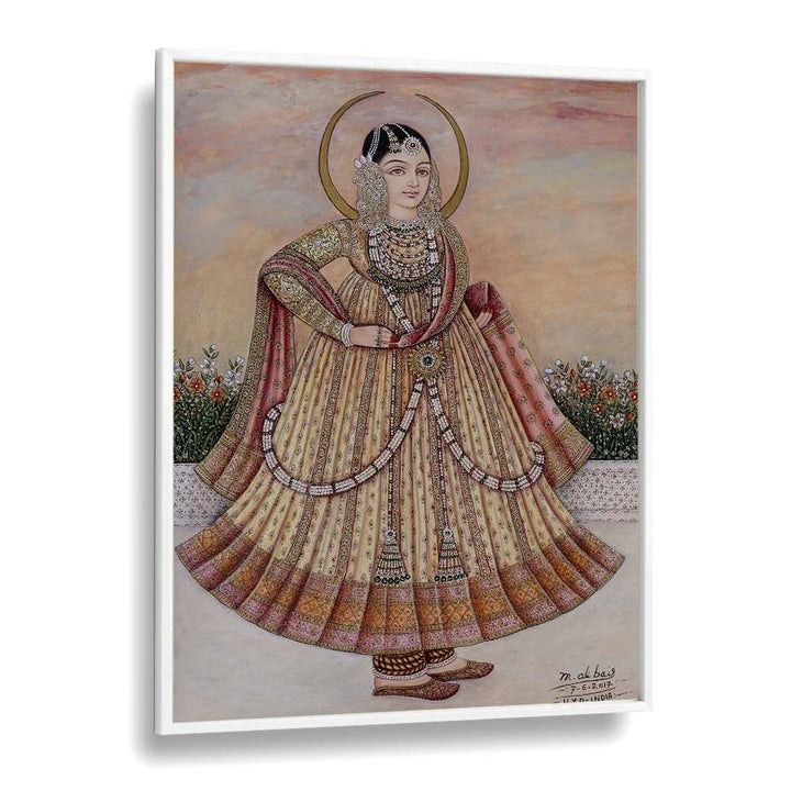 Stunning MEHLAKHA BAI CHANDA, INDIAN ART PAINTINGS showcasing a graceful woman in traditional attire, perfect for any decor.