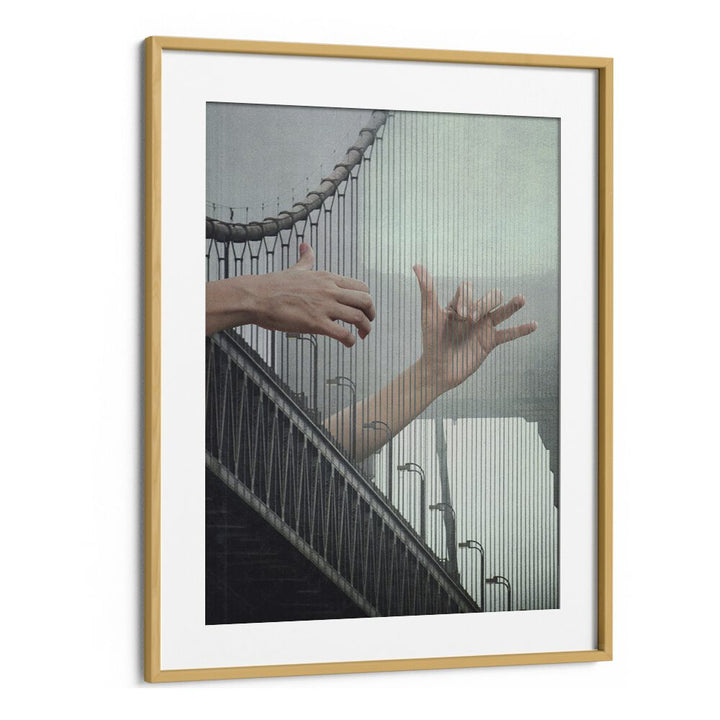 "MELODIC BRIDGE, SURREAL ART PRINTS by Vertigo Artography features vibrant colors and unique charm in a framed design."
