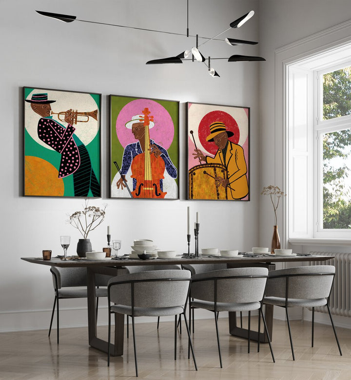 Enhance your decor with the MELODIC VIBES SET, SET OF 3 PAINTINGS, inspiring creativity and tranquility.