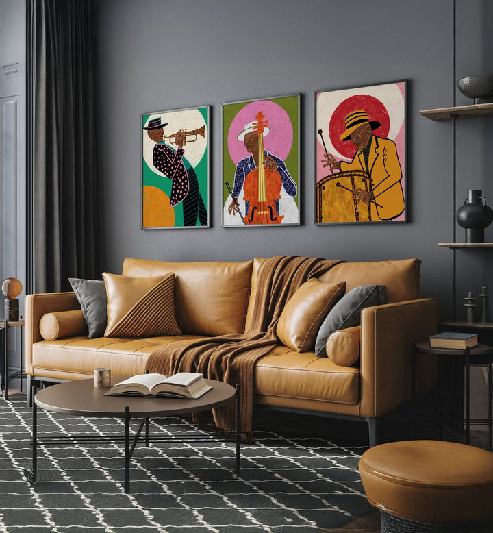 Elevate your decor with the MELODIC VIBES SET, SET OF 3 PAINTINGS, perfect for a serene living space.