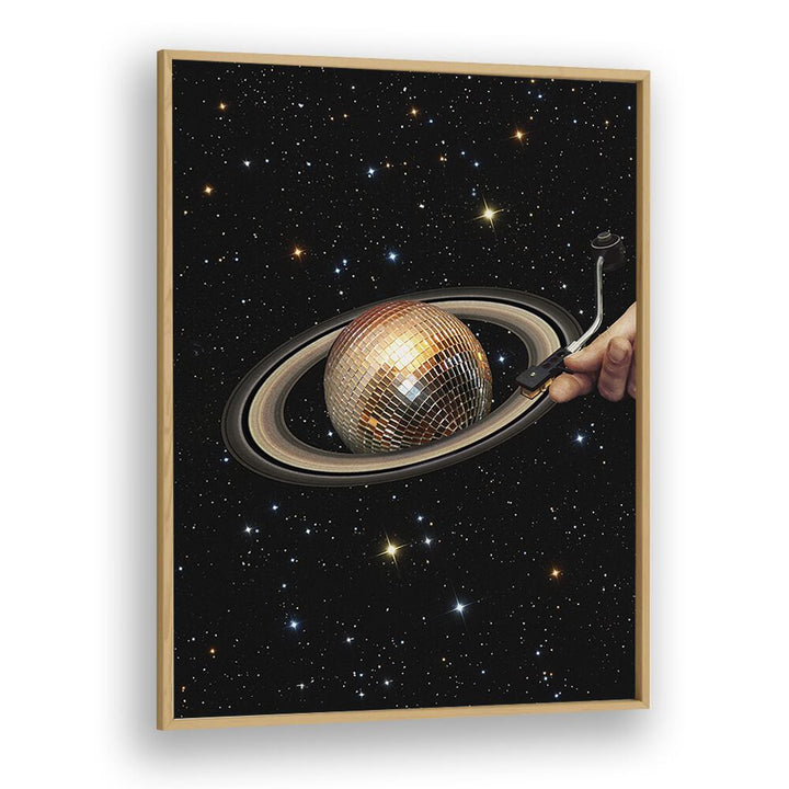 Stunning METEOR MASHUP I, SURREAL ART PRINTS featuring a disco ball in space, perfect for elevating your décor.