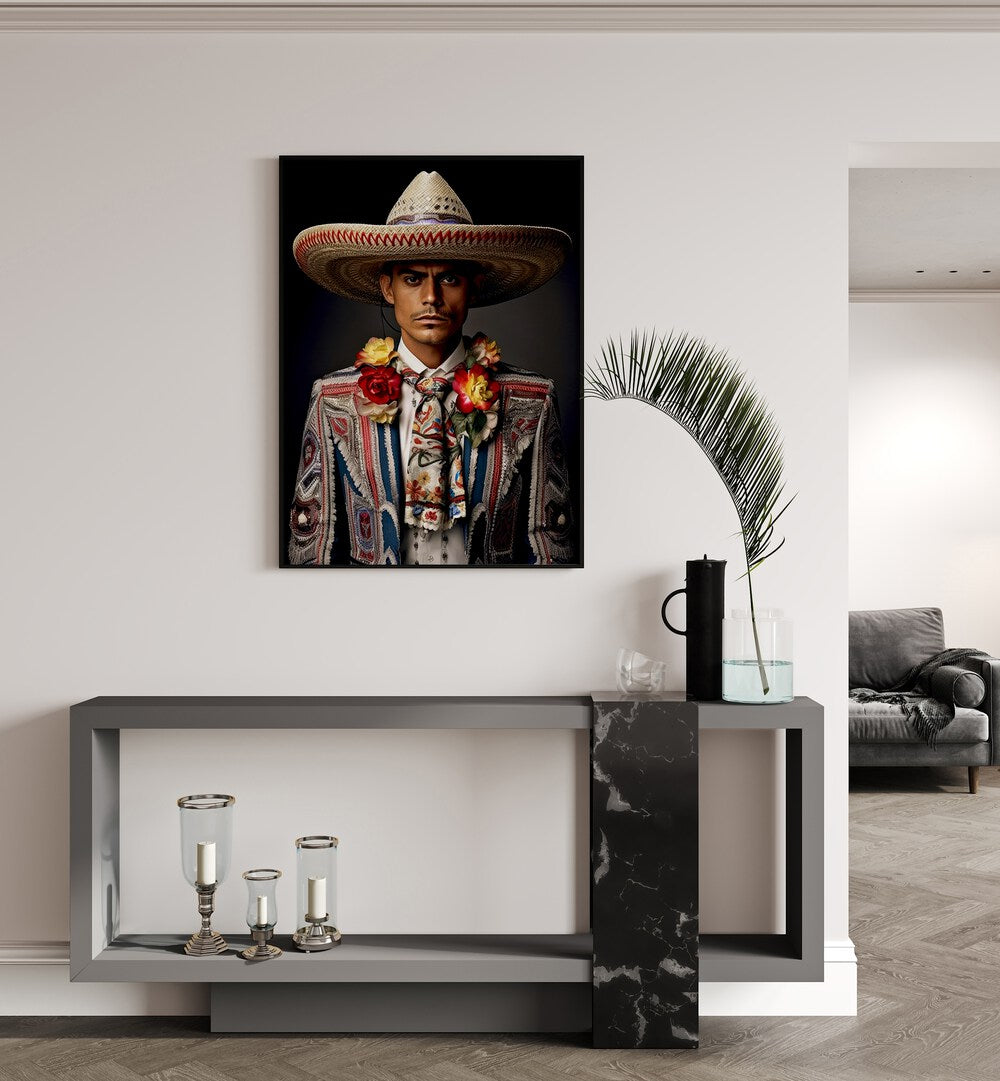 Stunning MEXICAN LIFE XIII, COWBOY painting showcasing vibrant artistry and rich American culture. Perfect for your decor.