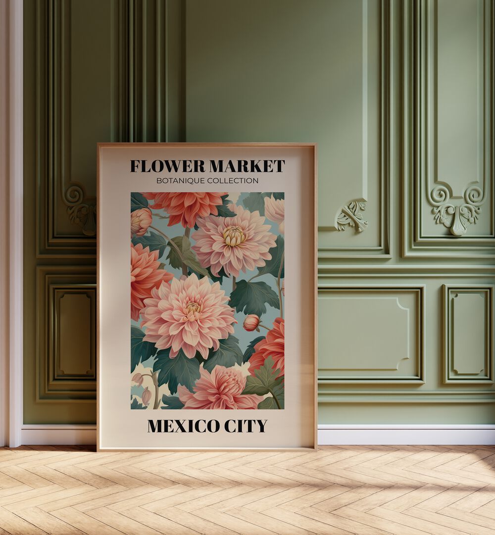 Vibrant MEXICO CITY- FLOWER MARKETO, FLORAL FLOWER PAINTINGS artwork capturing the essence of a bustling flower market.