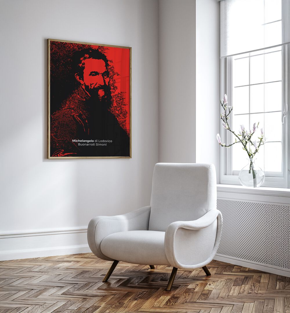 Stylish MICHELANGELO, PORTRAITS artwork in a modern setting, enhancing any space with artistic flair.